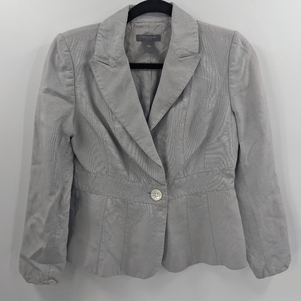 ANN TAYLOR Linen/Silk Blend One Button Blazer